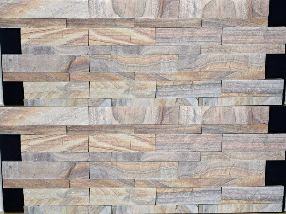 Multicolored Rainbow Sandstone Wall Cladding Stone Tile